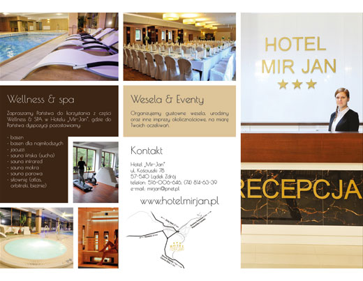 Wykonanie rozkładanej ulotki dla Hotelu “Mir-Jan”