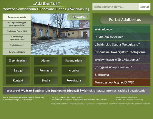 Wykonanie strony internetowej, portalu Seminarium.swidnica.pl